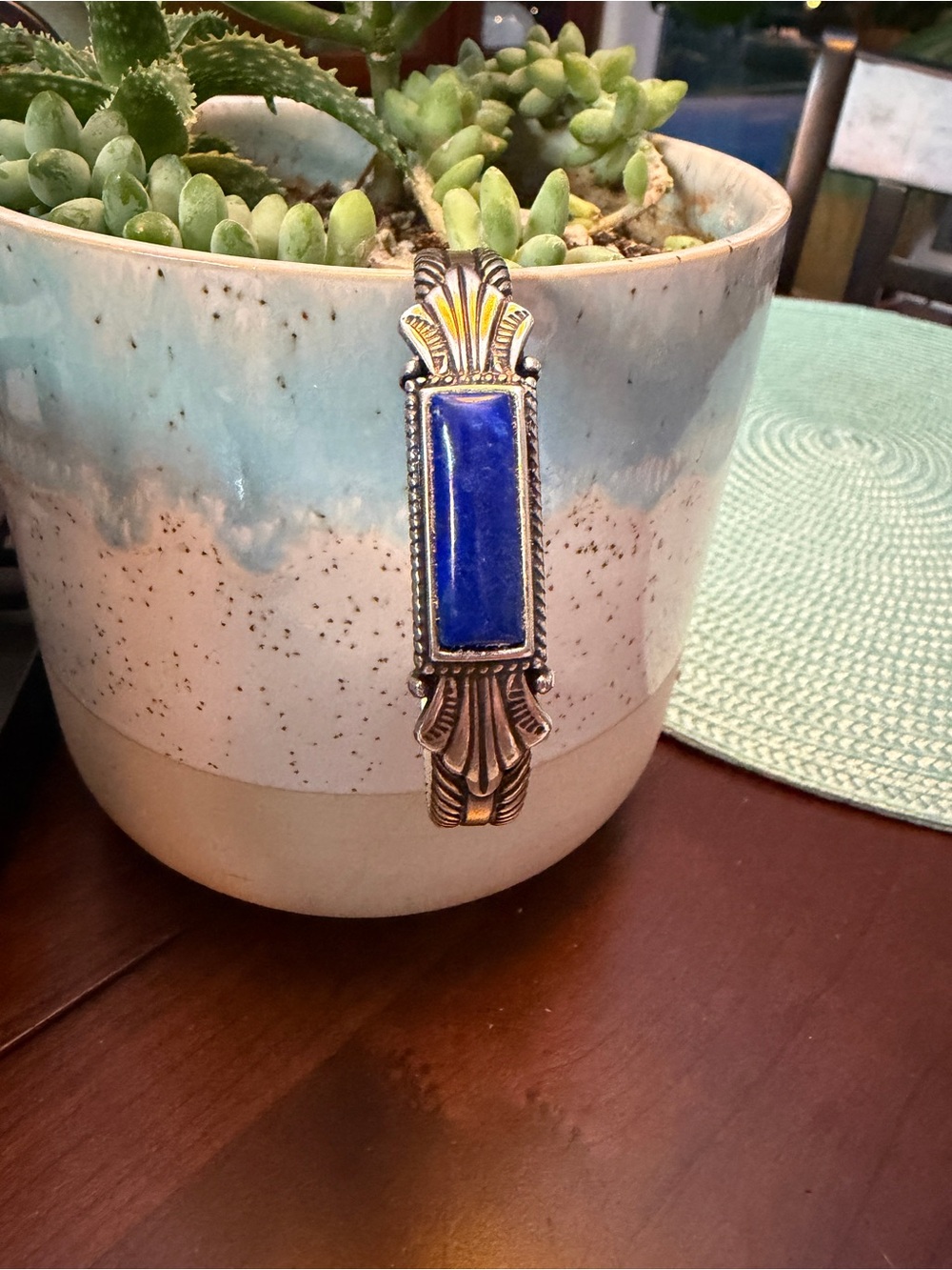 Carolyn Pollack Silver Bracelet with Lapis Blue Stone